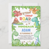 Green Dinosaur Geburtstagseinladung Einladung (Vorderseite)