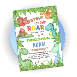 Green Dinosaur Geburtstagseinladung Einladung