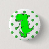 Green Dinosaur Green Polka Dots Button (Vorderseite)