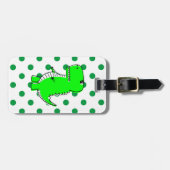 Green Dinosaur Green Polka Dots Gepäckanhänger (Vorderseite horizontal)