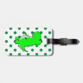 Green Dinosaur Green Polka Dots Gepäckanhänger (Rückseite horizontal)