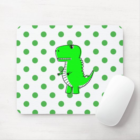 Green Dinosaur Green Polka Dots Mousepad (Mit Mouse)