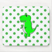 Green Dinosaur Green Polka Dots Mousepad (Vorne)