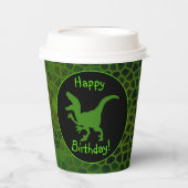 Green Dinosaur Hide Happy Birthday!  Pappbecher (Vorderseite)