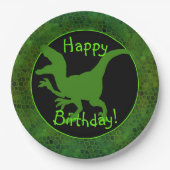 Green Dinosaur Hide Happy Birthday! Pappteller (Vorderseite)