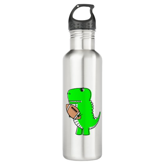 Green Dinosaur Lieben Football Edelstahlflasche (Vorderseite)