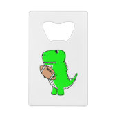 Green Dinosaur Lieben Football Geldbeutel Flaschenöffner (Rückseite)