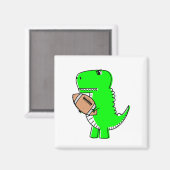 Green Dinosaur Lieben Football Magnet (Vorderseite/Rückseite)
