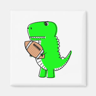 Green Dinosaur Lieben Football Magnet