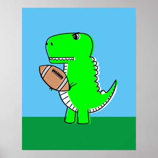 Green Dinosaur Lieben Football Poster (Vorne)
