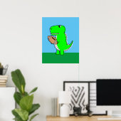 Green Dinosaur Lieben Football Poster (Heimbüro)