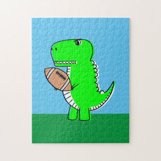 Green Dinosaur Lieben Football Puzzle (Vertikal)