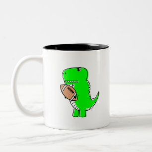 Green Dinosaur Lieben Football Zweifarbige Tasse