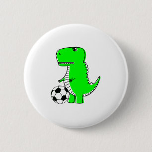 Green Dinosaur Lieben Fußball Button