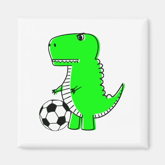 Green Dinosaur Lieben Fußball Magnet (Vorne)