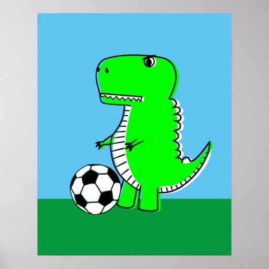 Green Dinosaur Lieben Fußball Poster (Vorne)