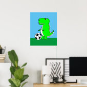 Green Dinosaur Lieben Fußball Poster (Heimbüro)