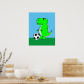 Green Dinosaur Lieben Fußball Poster (Küche)
