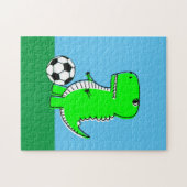 Green Dinosaur Lieben Fußball Puzzle (Horizontal)