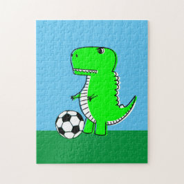 Green Dinosaur Lieben Fußball Puzzle