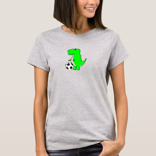 Green Dinosaur Lieben Fußball T-Shirt (Vorderseite)