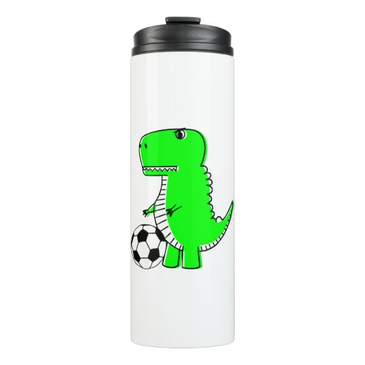 Green Dinosaur Lieben Fußball Thermosbecher (Vorderseite)