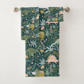 Green Dinosaur Muster Badhandtuch Set (Insitu)