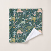 Green Dinosaur Muster Badhandtuch Set (Waschlappen)