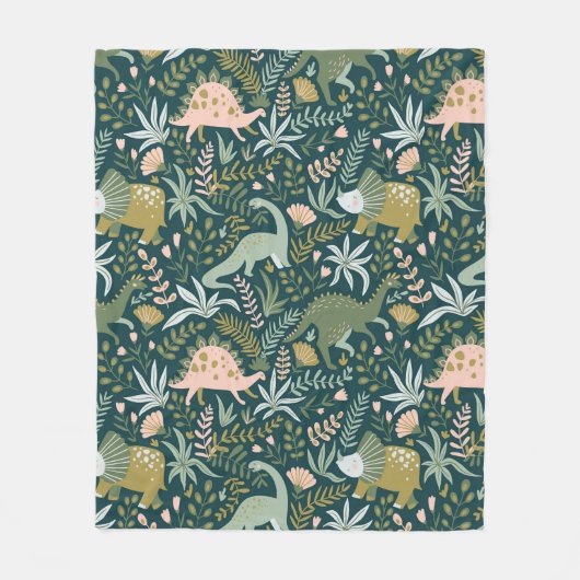 Green Dinosaur Muster Fleecedecke (Vorderseite)