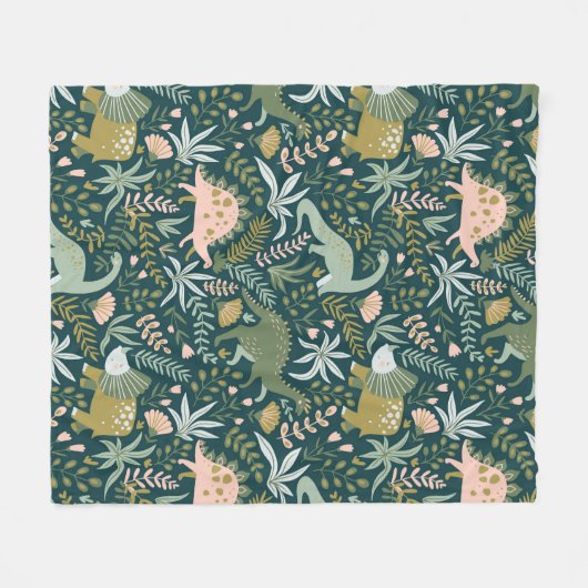 Green Dinosaur Muster Fleecedecke (Vorderseite (Horizontal))