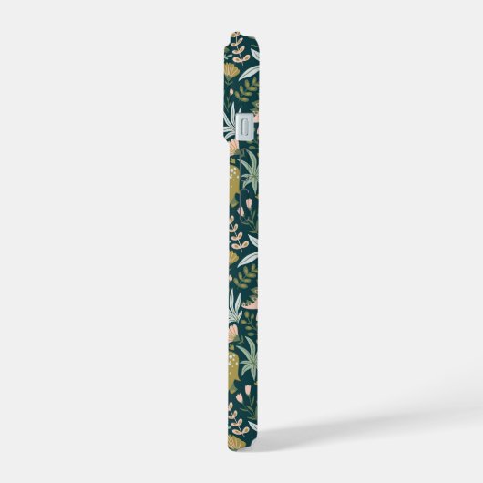 Green Dinosaur Muster iPhone 15 Hülle (Linke Seite)