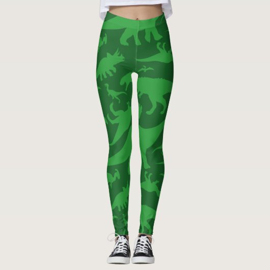 Green Dinosaur Muster Leggings (Vorderseite)
