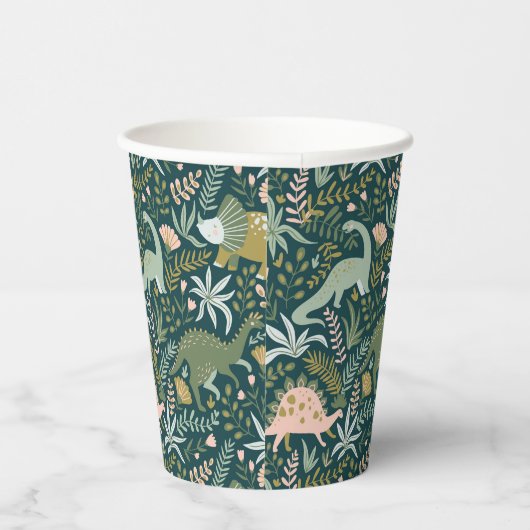 Green Dinosaur Muster Pappbecher (Rechts)