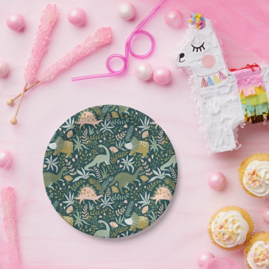 Green Dinosaur Muster Pappteller (Party)