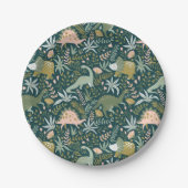 Green Dinosaur Muster Pappteller (Vorderseite)
