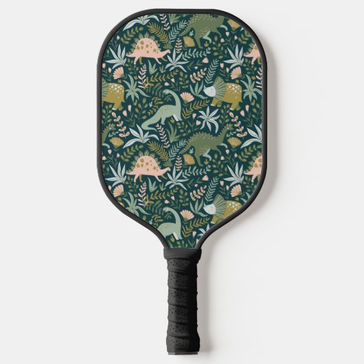Green Dinosaur Muster Pickleball Schläger (Vorderseite)
