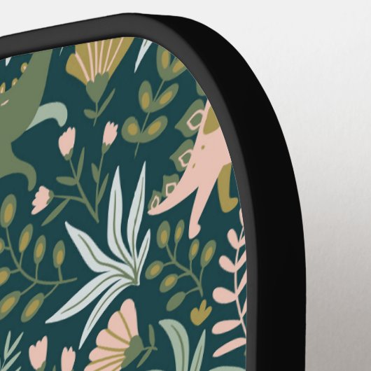 Green Dinosaur Muster Pickleball Schläger (Linke Seite)