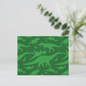 Green Dinosaur Muster Postkarte (Stehend Vorderseite)