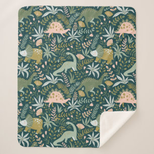 Green Dinosaur Muster Sherpadecke