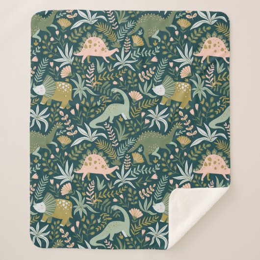 Green Dinosaur Muster Sherpadecke (Vorderseite)