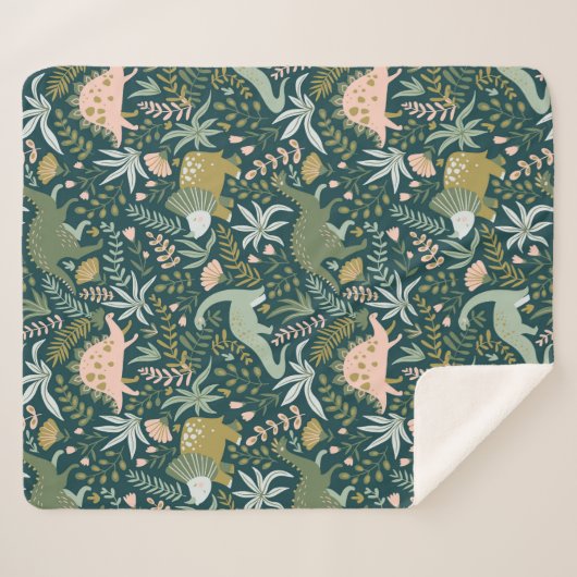 Green Dinosaur Muster Sherpadecke (Vorderseite (Horizontal))