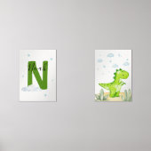 Green Dinosaur Nursery Wall Art Set of 2 Print Set (Vorderseite)