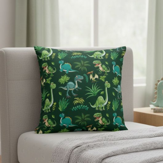 Green Dinosaur Print Decorative Pillow Kissen