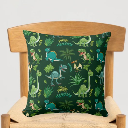 Green Dinosaur Print Decorative Pillow Kissen