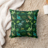 Green Dinosaur Print Decorative Pillow Kissen (Decke)