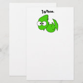 Green Dinosaur Pterodactyl oder Dragon Whoa Cartoo Briefpapier (Vorne/Hinten)