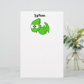 Green Dinosaur Pterodactyl oder Dragon Whoa Cartoo Briefpapier (Stehend Vorderseite)