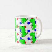 Green Dinosaur Red Blue Polka Dot Pattern Kaffeetasse (VorderseiteRechts)