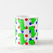 Green Dinosaur Red Blue Polka Dot Pattern Kaffeetasse (Mittel)