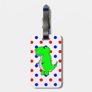 Green Dinosaur Red Blue Polka Dots Gepäckanhänger